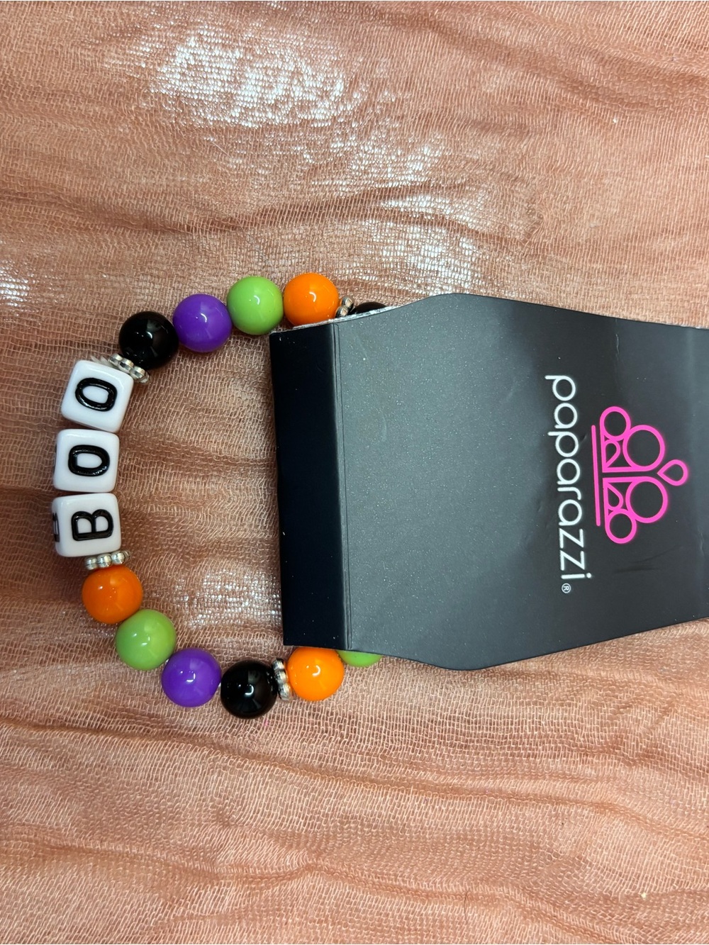 paparazzi Black Orange Green Purple BOO Beaded Bracelet